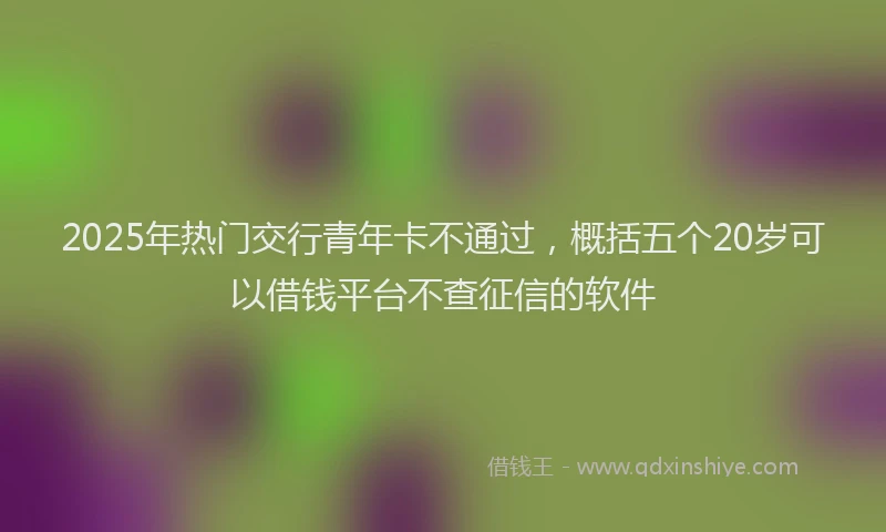 2025年热门交行青年卡不通过，概括五个20岁可以借钱平台不查征信的软件
