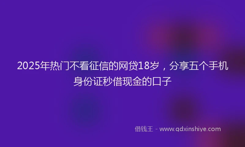 2025年热门不看征信的网贷18岁，分享五个手机身份证秒借现金的口子