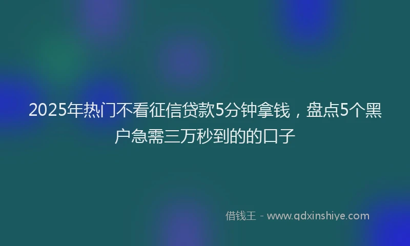 2025年热门不看征信贷款5分钟拿钱，盘点5个黑户急需三万秒到的的口子