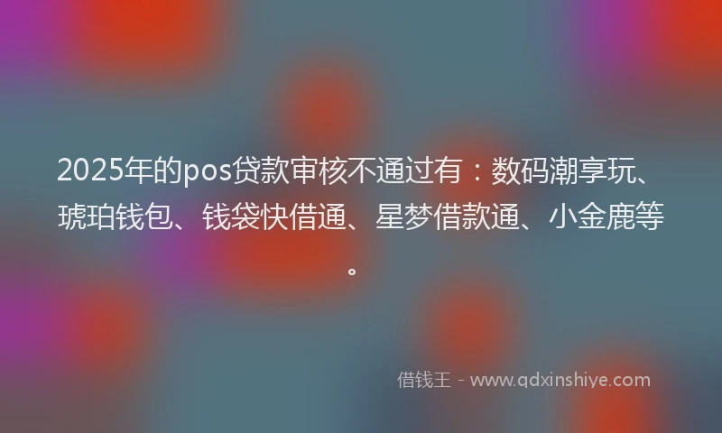 2025年的pos贷款审核不通过有：数码潮享玩、琥珀钱包、钱袋快借通、星梦借款通、小金鹿等。