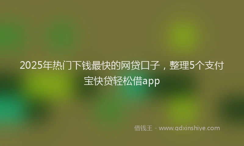 2025年热门下钱最快的网贷口子，整理5个支付宝快贷轻松借app