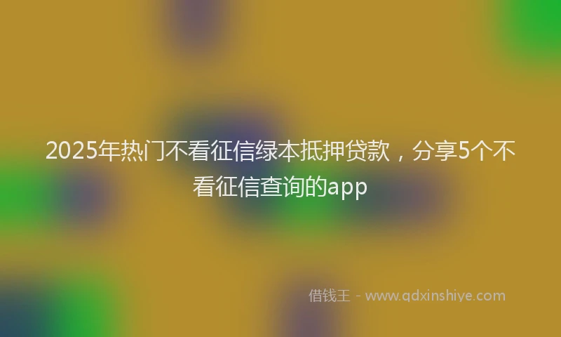 2025年热门不看征信绿本抵押贷款，分享5个不看征信查询的app