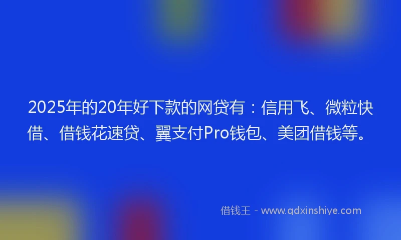 2025年的20年好下款的网贷有：信用飞、微粒快借、借钱花速贷、翼支付Pro钱包、美团借钱等。