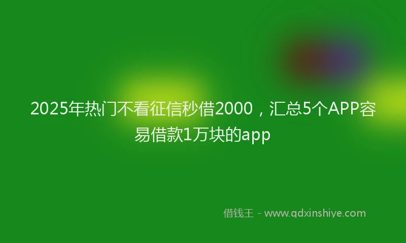 2025年热门不看征信秒借2000，汇总5个APP容易借款1万块的app