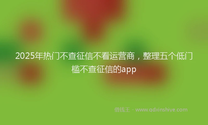 2025年热门不查征信不看运营商，整理五个低门槛不查征信的app