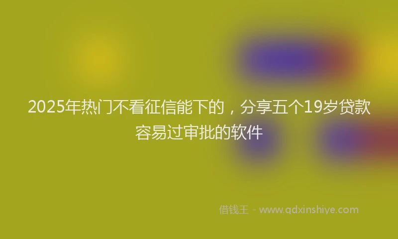 2025年热门不看征信能下的，分享五个19岁贷款容易过审批的软件