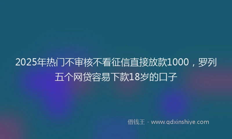 2025年热门不审核不看征信直接放款1000，罗列五个网贷容易下款18岁的口子
