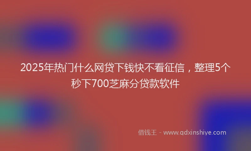 2025年热门什么网贷下钱快不看征信，整理5个秒下700芝麻分贷款软件