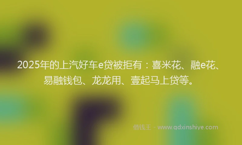 2025年的上汽好车e贷被拒有：喜米花、融e花、易融钱包、龙龙用、壹起马上贷等。