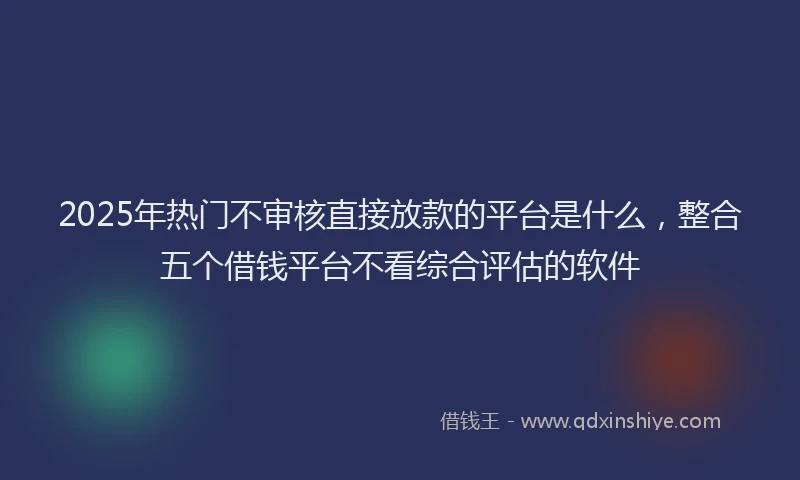 2025年热门不审核直接放款的平台是什么，整合五个借钱平台不看综合评估的软件