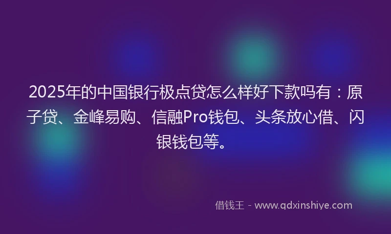2025年的中国银行极点贷怎么样好下款吗有：原子贷、金峰易购、信融Pro钱包、头条放心借、闪银钱包等。