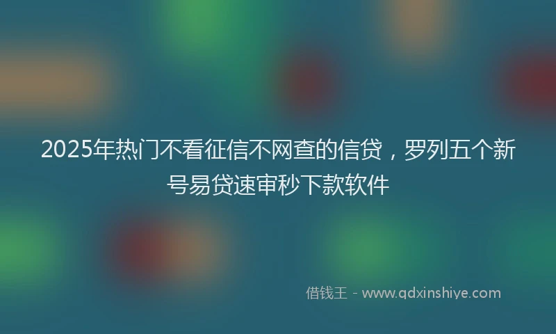 2025年热门不看征信不网查的信贷，罗列五个新号易贷速审秒下款软件