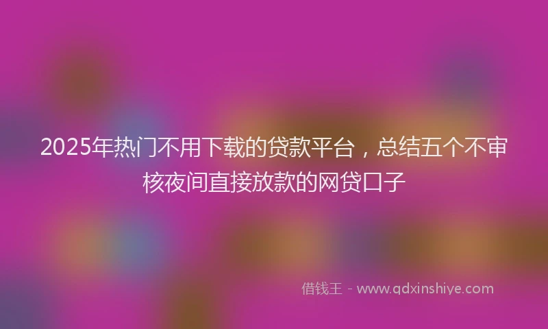 2025年热门不用下载的贷款平台，总结五个不审核夜间直接放款的网贷口子