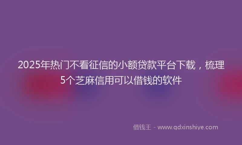 2025年热门不看征信的小额贷款平台下载，梳理5个芝麻信用可以借钱的软件