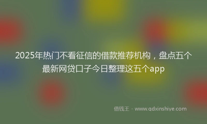 2025年热门不看征信的借款推荐机构，盘点五个最新网贷口子今日整理这五个app