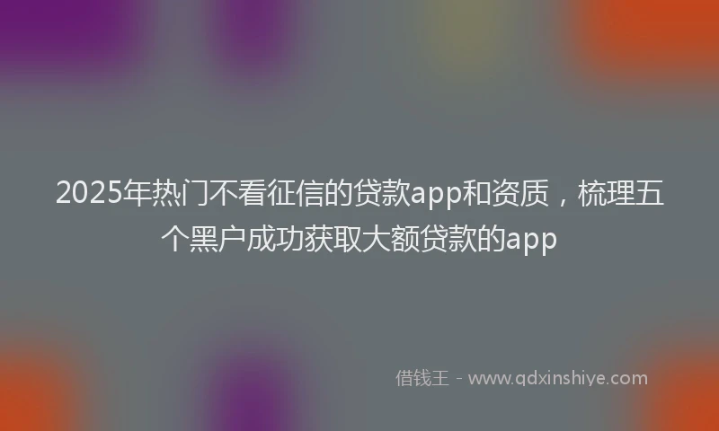 2025年热门不看征信的贷款app和资质，梳理五个黑户成功获取大额贷款的app