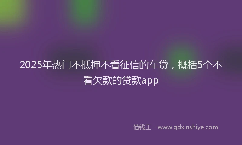 2025年热门不抵押不看征信的车贷，概括5个不看欠款的贷款app