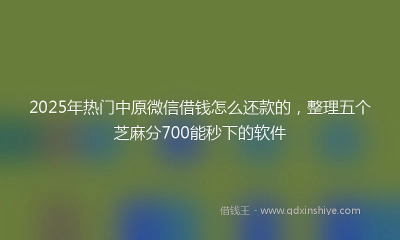 2025年热门中原微信借钱怎么还款的，整理五个芝麻分700能秒下的软件