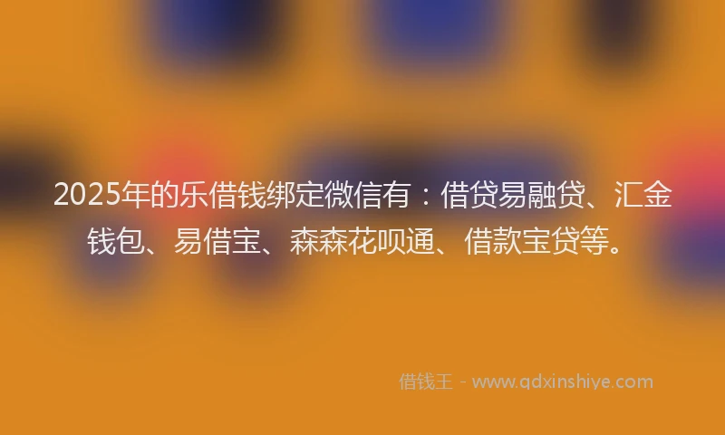 2025年的乐借钱绑定微信有：借贷易融贷、汇金钱包、易借宝、森森花呗通、借款宝贷等。