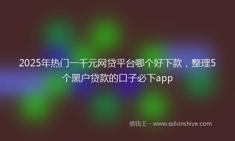 2025年热门一千元网贷平台哪个好下款，整理5个黑户贷款的口子必下app