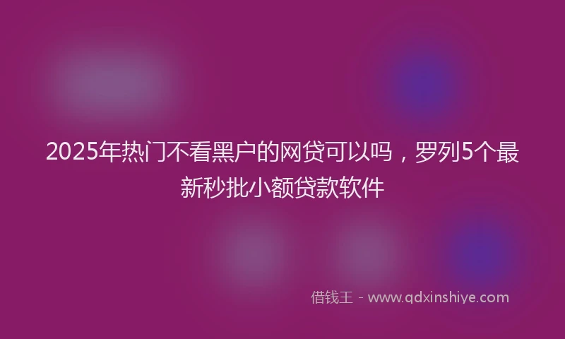 2025年热门不看黑户的网贷可以吗，罗列5个最新秒批小额贷款软件