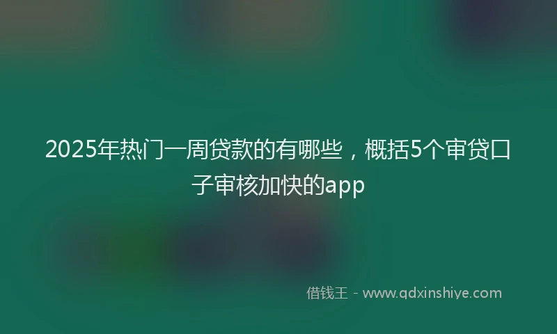 2025年热门一周贷款的有哪些，概括5个审贷口子审核加快的app