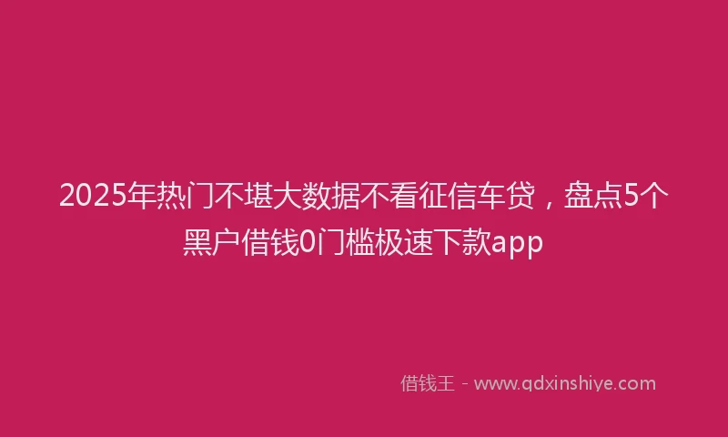 2025年热门不堪大数据不看征信车贷，盘点5个黑户借钱0门槛极速下款app