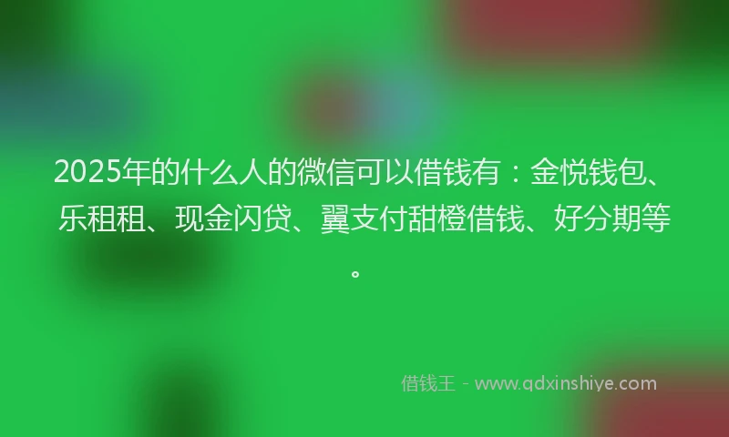 2025年的什么人的微信可以借钱有：金悦钱包、乐租租、现金闪贷、翼支付甜橙借钱、好分期等。