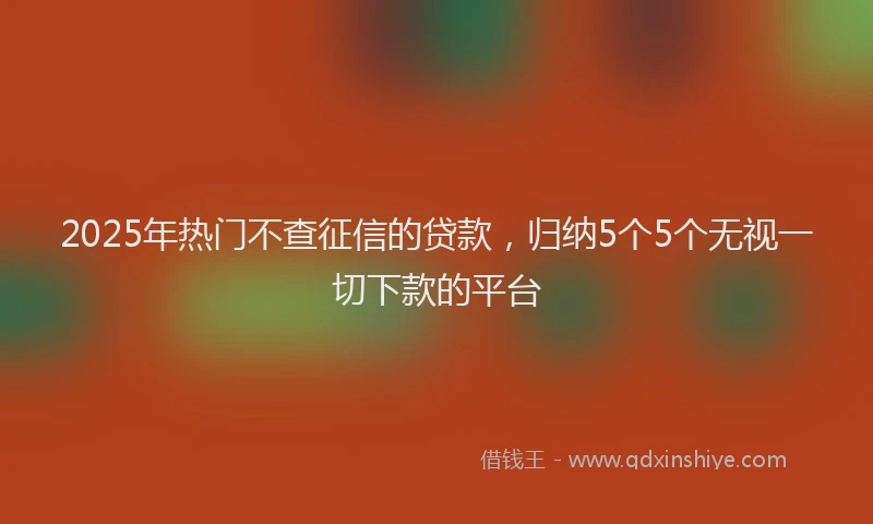 2025年热门不查征信的贷款，归纳5个5个无视一切下款的平台