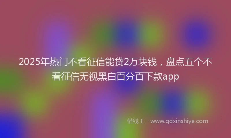 2025年热门不看征信能贷2万块钱，盘点五个不看征信无视黑白百分百下款app