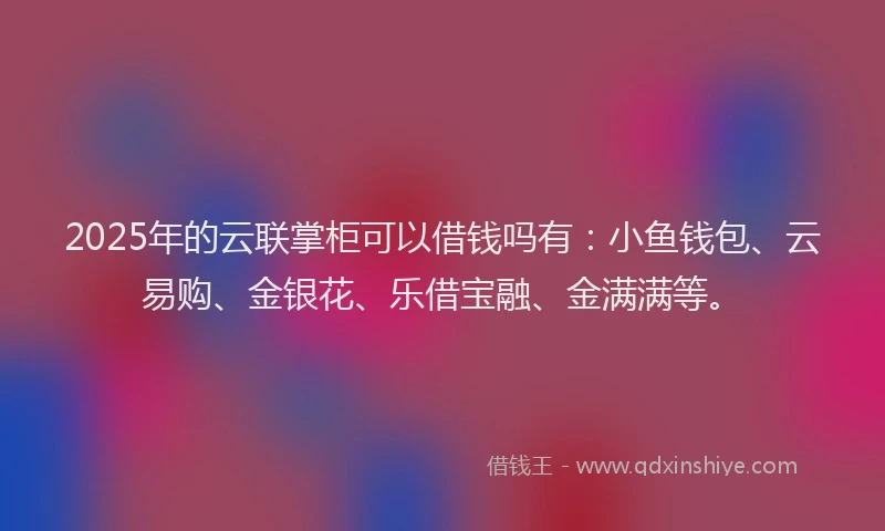 2025年的云联掌柜可以借钱吗有：小鱼钱包、云易购、金银花、乐借宝融、金满满等。