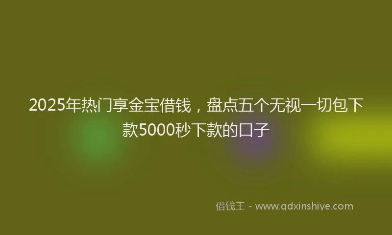 2025年热门享金宝借钱，盘点五个无视一切包下款5000秒下款的口子