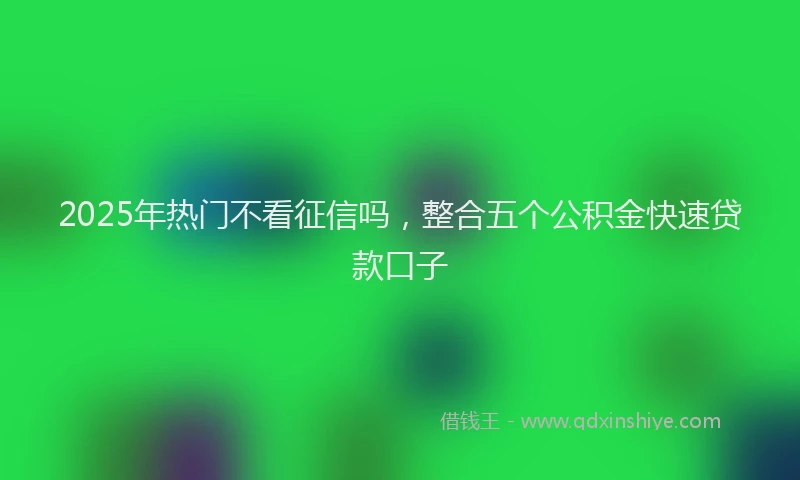 2025年热门不看征信吗，整合五个公积金快速贷款口子