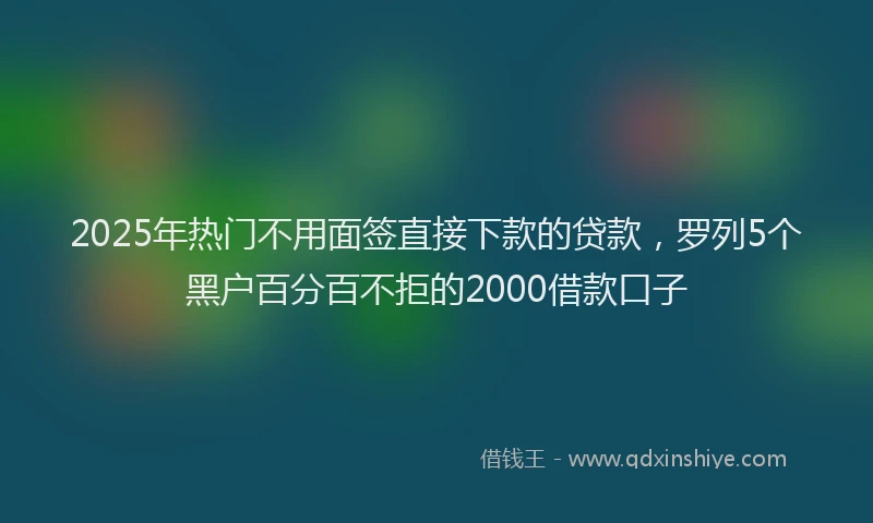 2025年热门不用面签直接下款的贷款，罗列5个黑户百分百不拒的2000借款口子