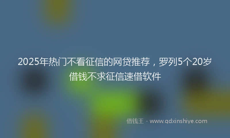 2025年热门不看征信的网贷推荐，罗列5个20岁借钱不求征信速借软件