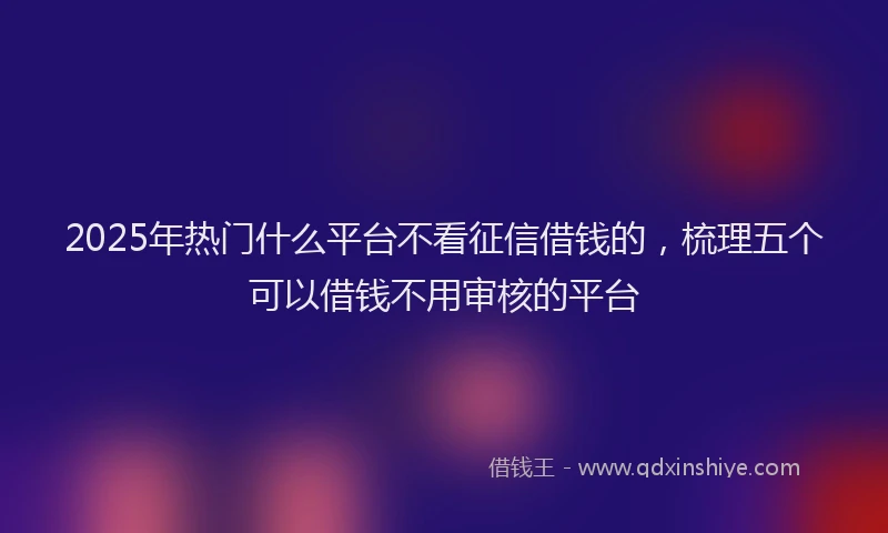 2025年热门什么平台不看征信借钱的，梳理五个可以借钱不用审核的平台