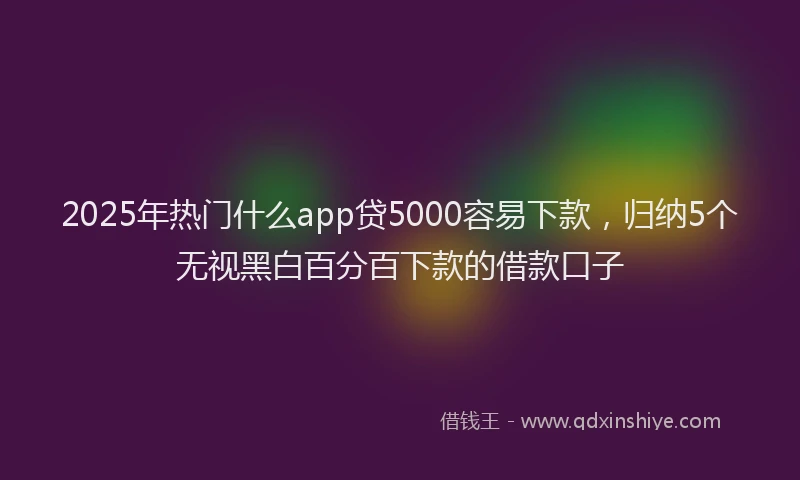 2025年热门什么app贷5000容易下款，归纳5个无视黑白百分百下款的借款口子