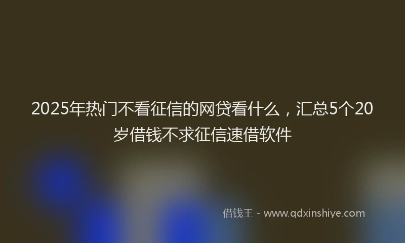 2025年热门不看征信的网贷看什么，汇总5个20岁借钱不求征信速借软件