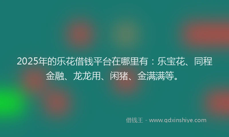 2025年的乐花借钱平台在哪里有：乐宝花、同程金融、龙龙用、闲猪、金满满等。