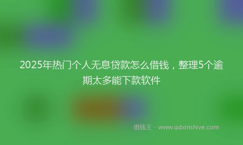 2025年热门个人无息贷款怎么借钱，整理5个逾期太多能下款软件