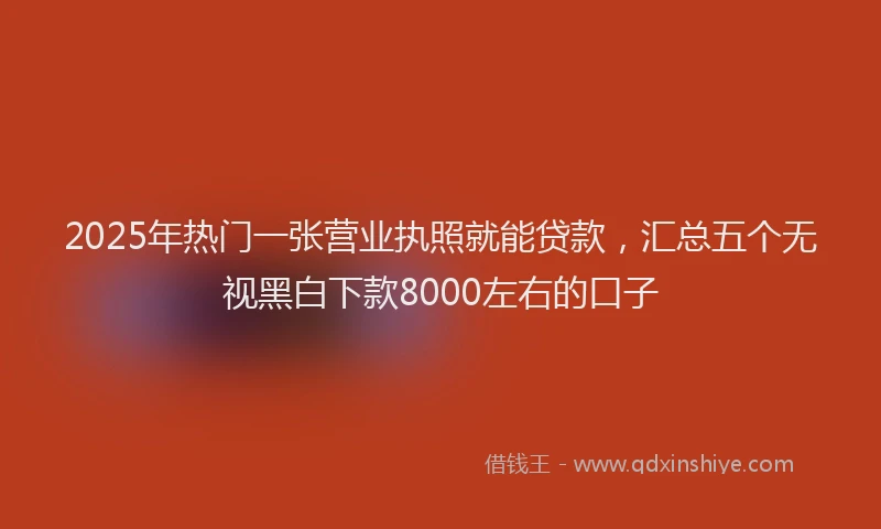 2025年热门一张营业执照就能贷款，汇总五个无视黑白下款8000左右的口子