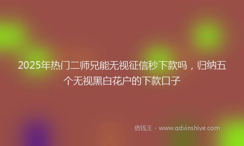 2025年热门二师兄能无视征信秒下款吗，归纳五个无视黑白花户的下款口子