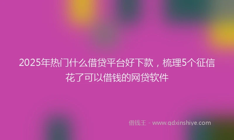 2025年热门什么借贷平台好下款，梳理5个征信花了可以借钱的网贷软件