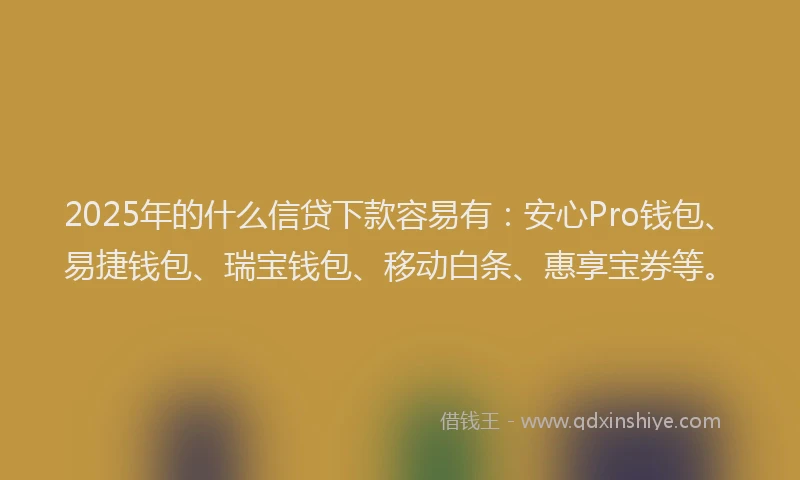 2025年的什么信贷下款容易有：安心Pro钱包、易捷钱包、瑞宝钱包、移动白条、惠享宝券等。
