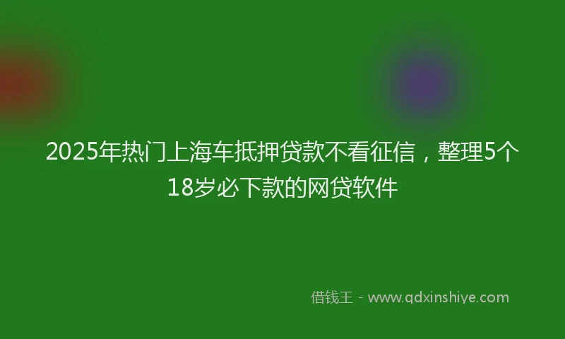 2025年热门上海车抵押贷款不看征信，整理5个18岁必下款的网贷软件