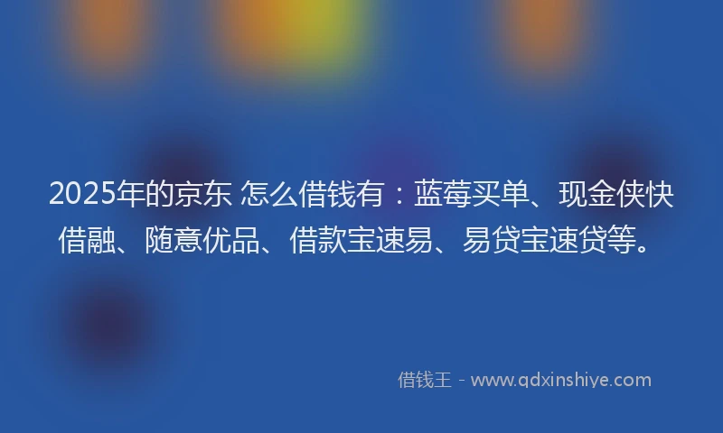 2025年的京东 怎么借钱有：蓝莓买单、现金侠快借融、随意优品、借款宝速易、易贷宝速贷等。