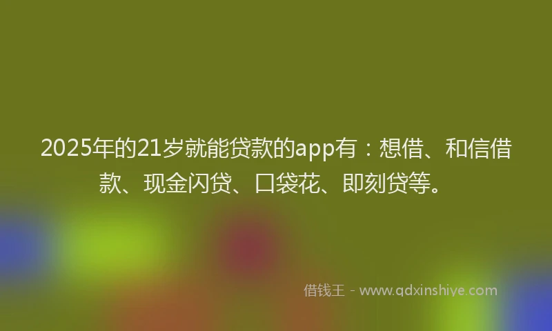 2025年的21岁就能贷款的app有：想借、和信借款、现金闪贷、口袋花、即刻贷等。