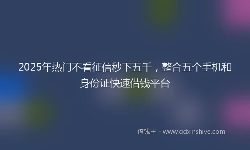 2025年热门不看征信秒下五千，整合五个手机和身份证快速借钱平台