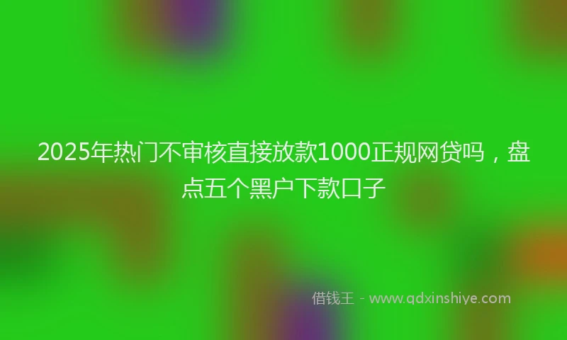 2025年热门不审核直接放款1000正规网贷吗，盘点五个黑户下款口子