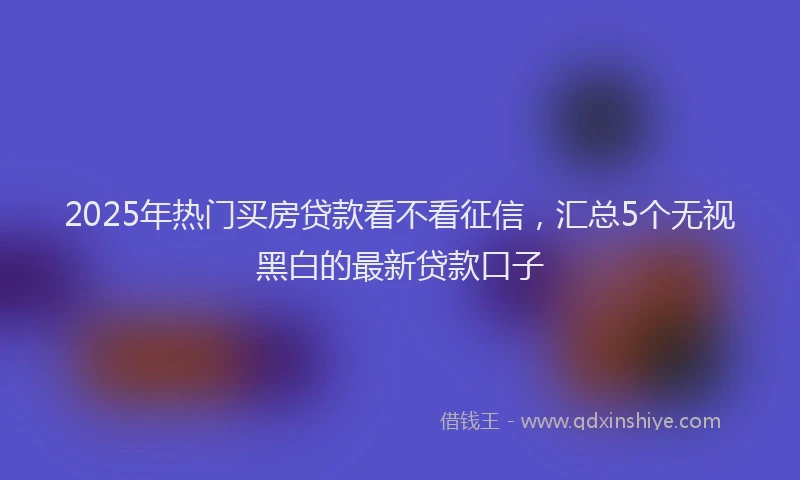2025年热门买房贷款看不看征信，汇总5个无视黑白的最新贷款口子